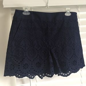 Loft Navy Blue Eyelet Shorts Size 6
